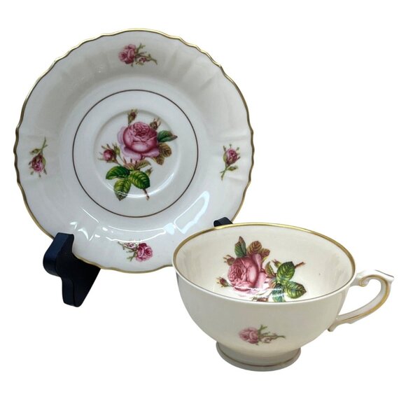 3 Syracuse China Federal Shape Victoria Rose Cup & Saucer Sets - Picture 8 of 11